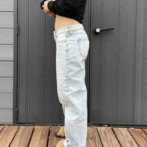 Tilly's wide legged jeans size 10 deconstruct light destroy wash cotton stretch - Picture 8 of 11